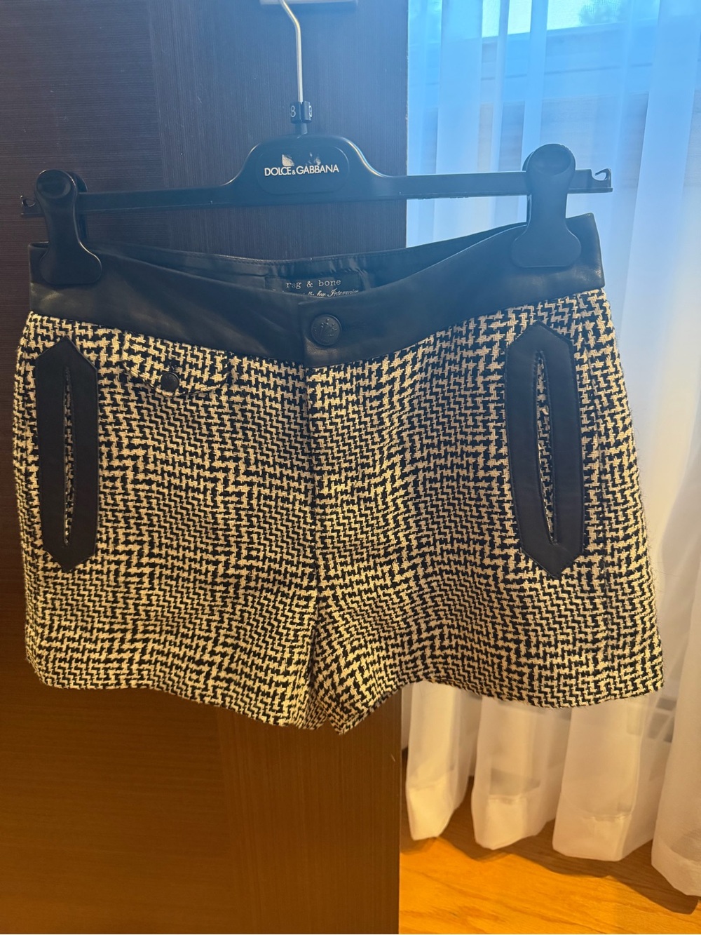 Rag and Bone for Intermix  & Tweed Shorts with Leather Trim SZ2 new